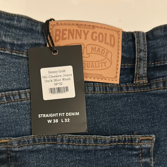 Men's Blue Jeans Benny Gold Classic Blue Wash Straight Fit W38 L32 NWT - Picture 2 of 3